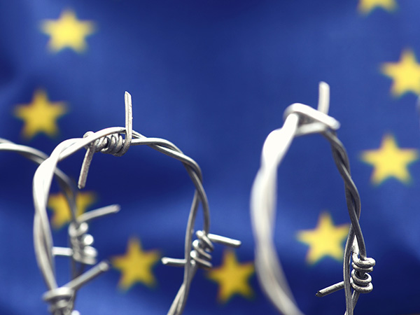 European,Union,Flag,And,Barbed,Wire,,Migration,To,European,Union