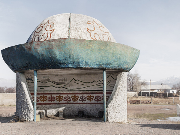 A photo by Christopher Herwig of one of the bus stops from the former Soviet Union.