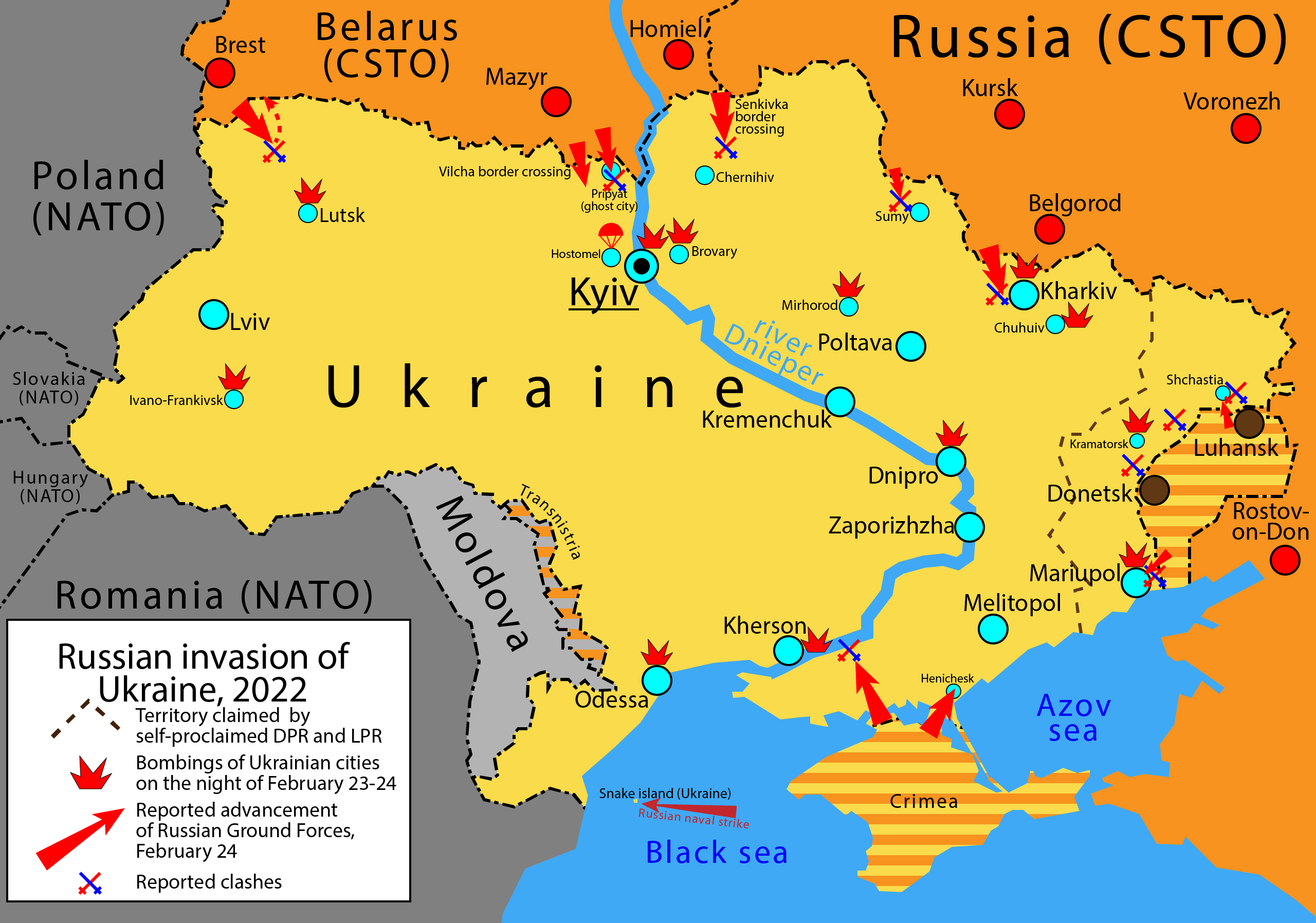 2022 Russian invasion of Ukraine – invasion of Ukraine by Russia starting on 24 February 2022