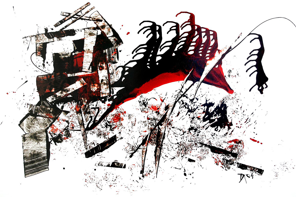 Levitskaiabuldozery 2004 1200x800 Photo of a 2004 painting called Bulldozer Exhibition. The original is enamel on cardboard, 27-1/2 x 39-3/8 in.