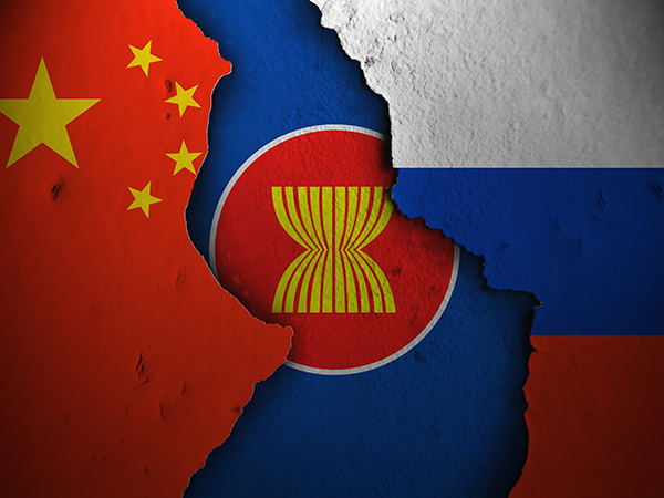 ASEAN flag between Chinese and Russian flags. Image links to event page.
