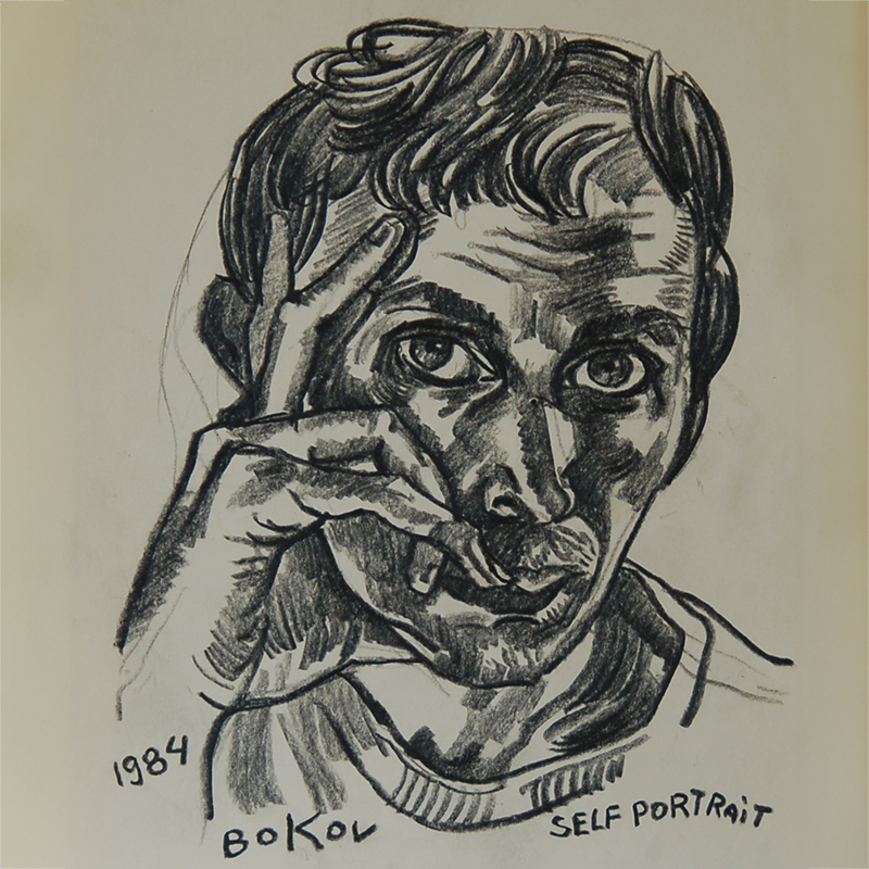 Photo of a 2004 painting called Bulldozer Exhibition. The original is enamel on cardboard, 27-1/2 x 39-3/8 in.