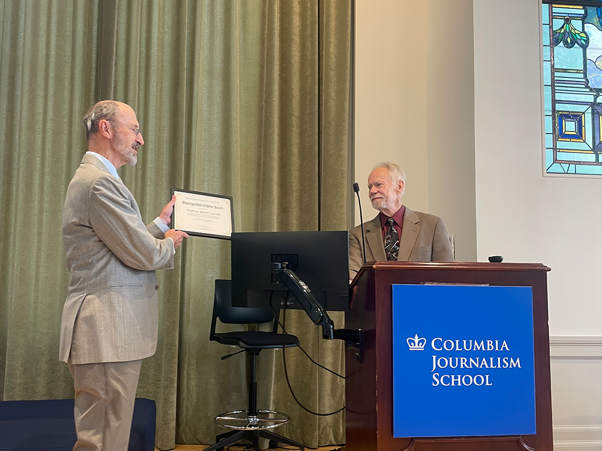 Legvold Award Robert Legvold recieves Distinguished Scholar Award from Harriman Acting Director Jack Snyder