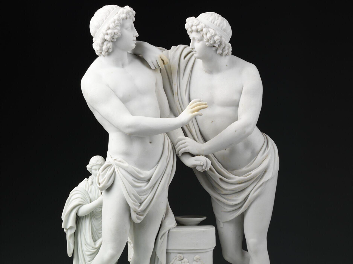 A statue of Orestes and Pylades. Image links to event page.